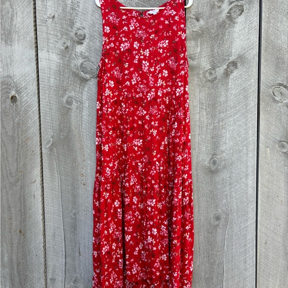 Time and Tru Dresses & Skirts - Time and Tru Floral Red Sleeveless Maxi Dress Size M